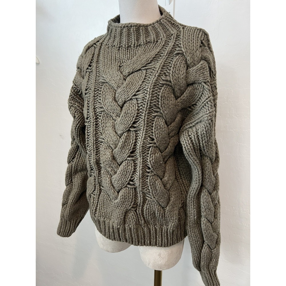 Polo Ralph Lauren Wool Cashmere Chunky Cable Knit Sweater Taupe Brown Mens M - Picture 5 of 12